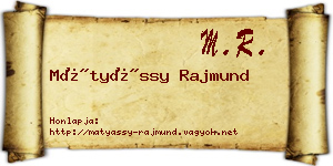 Mátyássy Rajmund névjegykártya
